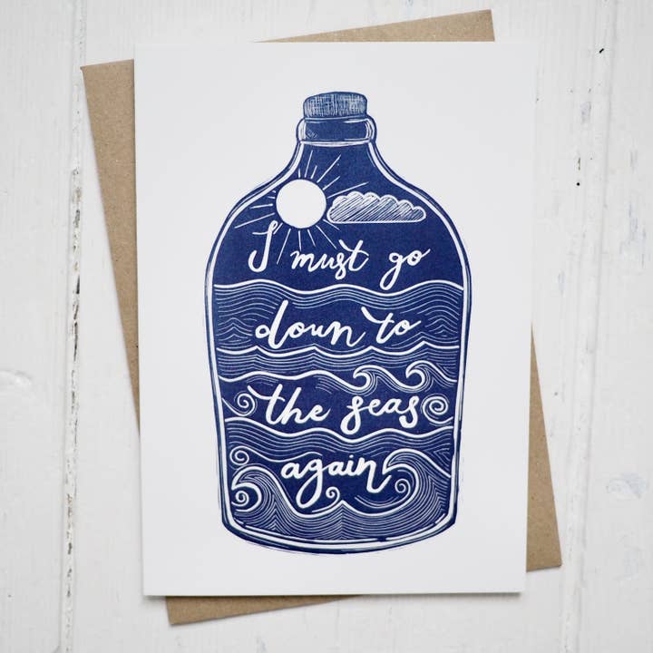 The Black Pug Press - Wholesale Everyday Greeting Card - I Must Go Down to the Seas Again Greetings Card