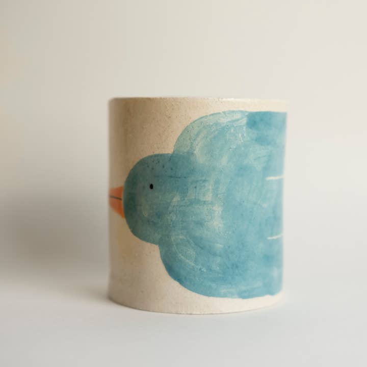 Matilde Horta - Wholesale Pencil Holder - Blue Bird - Ceramic pencil holder cup - 95x70x70mm2