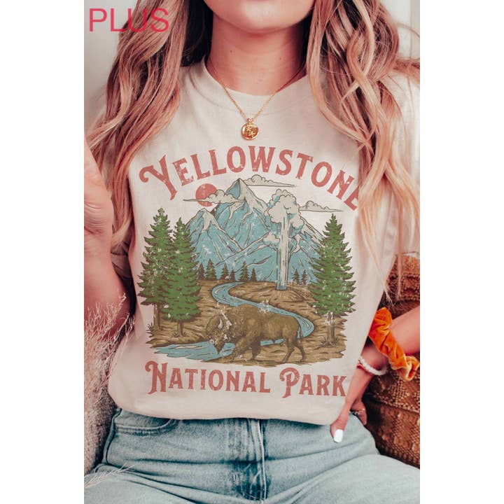 BLUME & CO. - Venta al por mayor Camiseta estampada - Mujer - Camiseta Gráfica Talla Grande de YELLOWSTONE NATIONAL PARK
