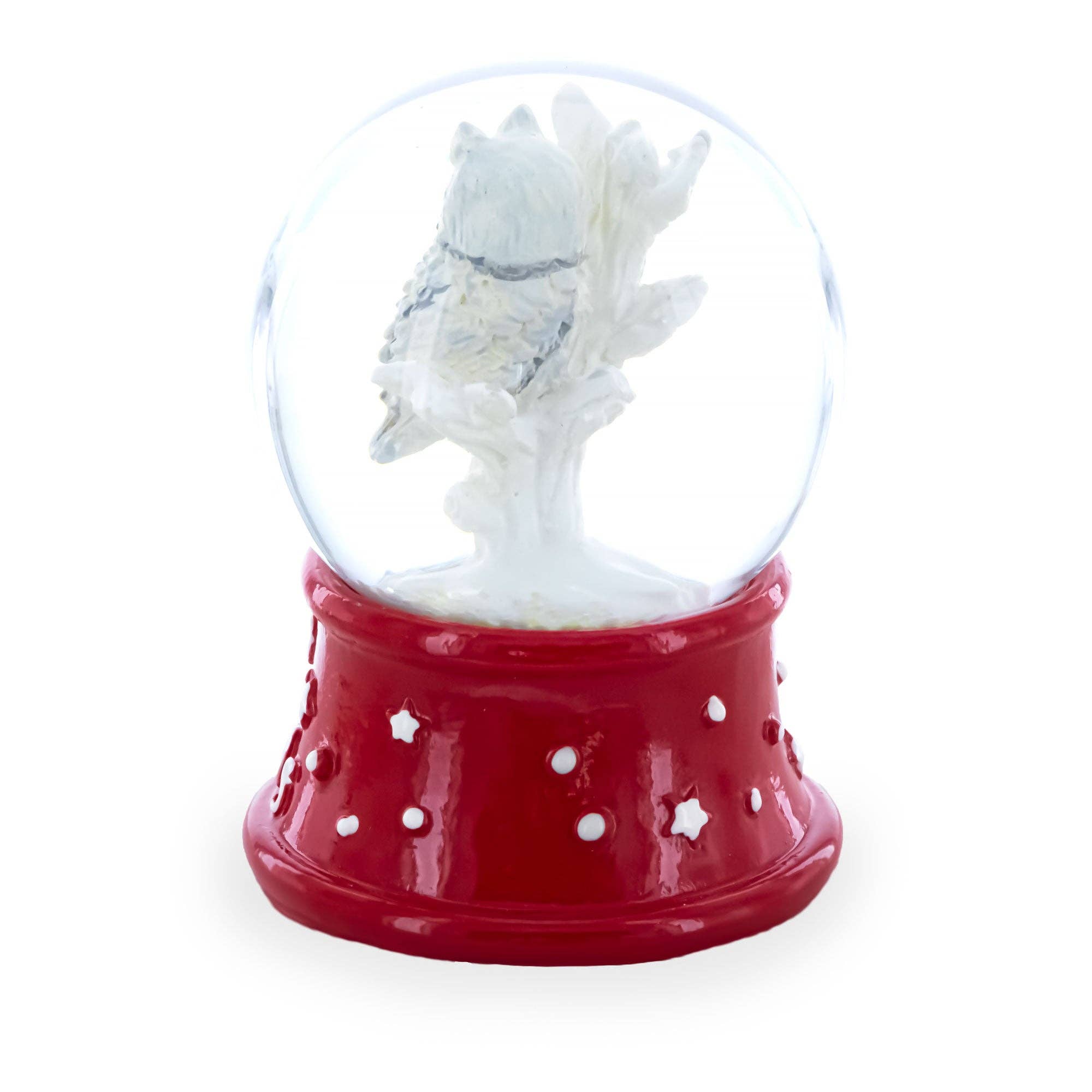 BestPysanky - Wholesale Snow Globe - White Owl Perched on Red Base Mini Water Snow Globe4