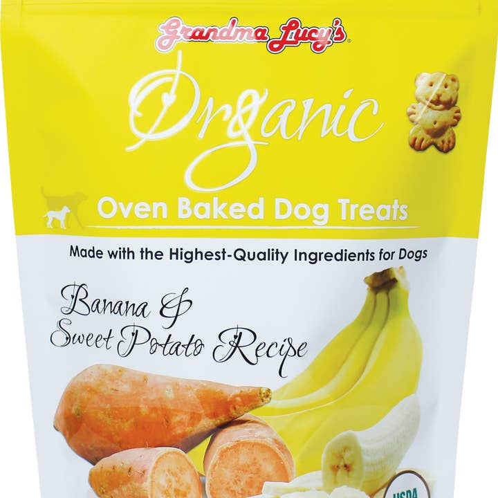 Organic Baked Dog Treats - Banana & Sweet Potato - 14oz for wholesale by Grandma Lucy's