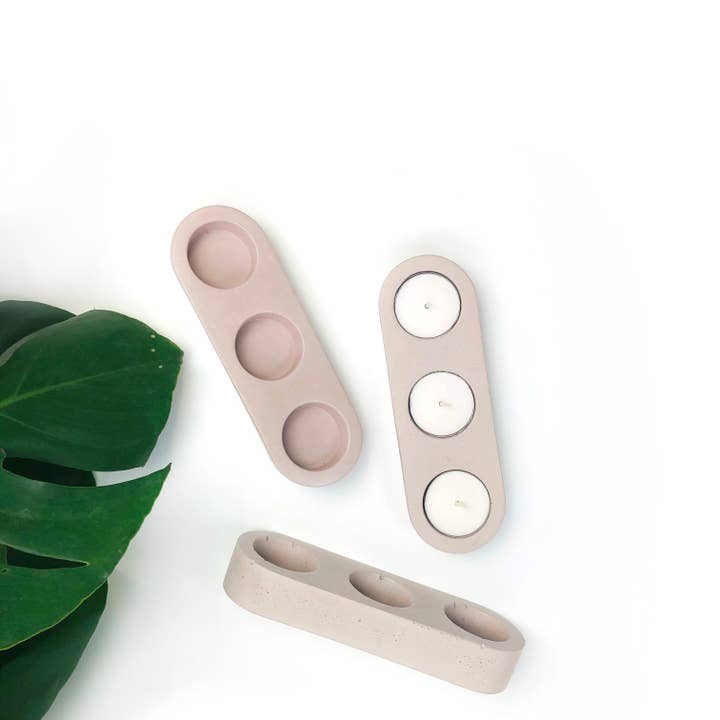 Known Goods Co. – Suporte de vela por atacado – Porta-Velas de Chá Concrete Trio1