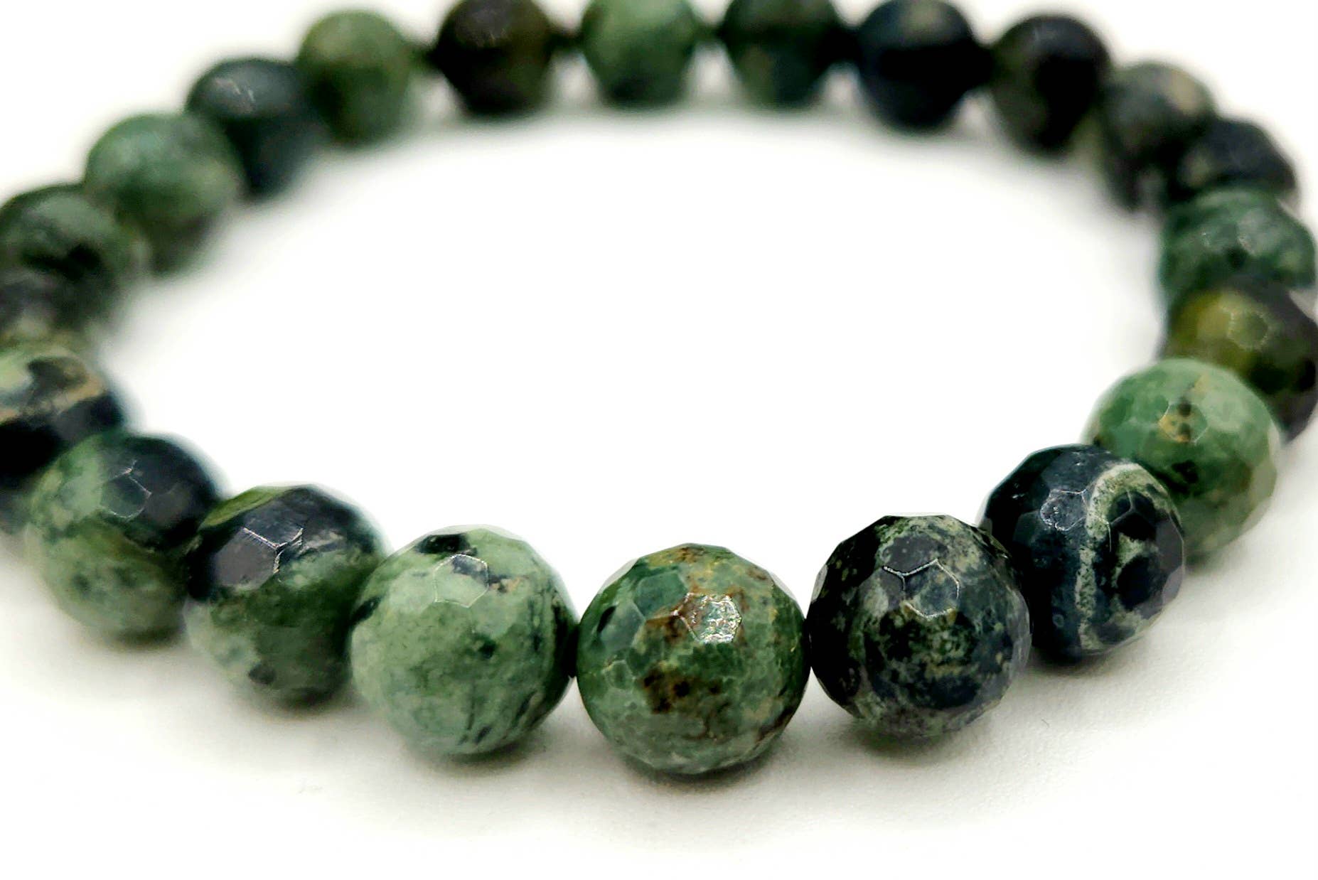 Meraki Gemstones - Wholesale Beaded Bracelet -  Kambaba Jasper 8mm Faceted Stretchable Bracelet-7.5" Long 4
