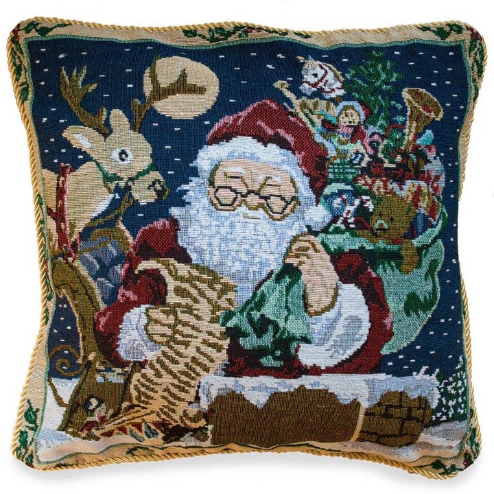 BestPysanky - Wholesale Throw Pillow Cover - 2 Santa Reading Gifts List Christmas Throw Pillow Covers1