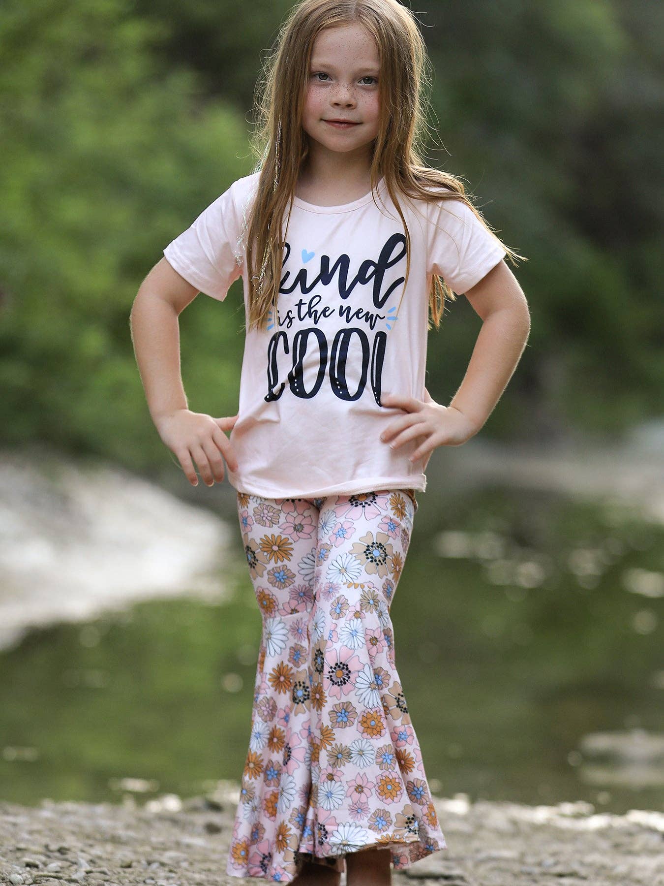 Rylee Faith Designs - Wholesale Top & Pant Set - Kids - Girls Letter Print Top + Floral Pattern Pants3
