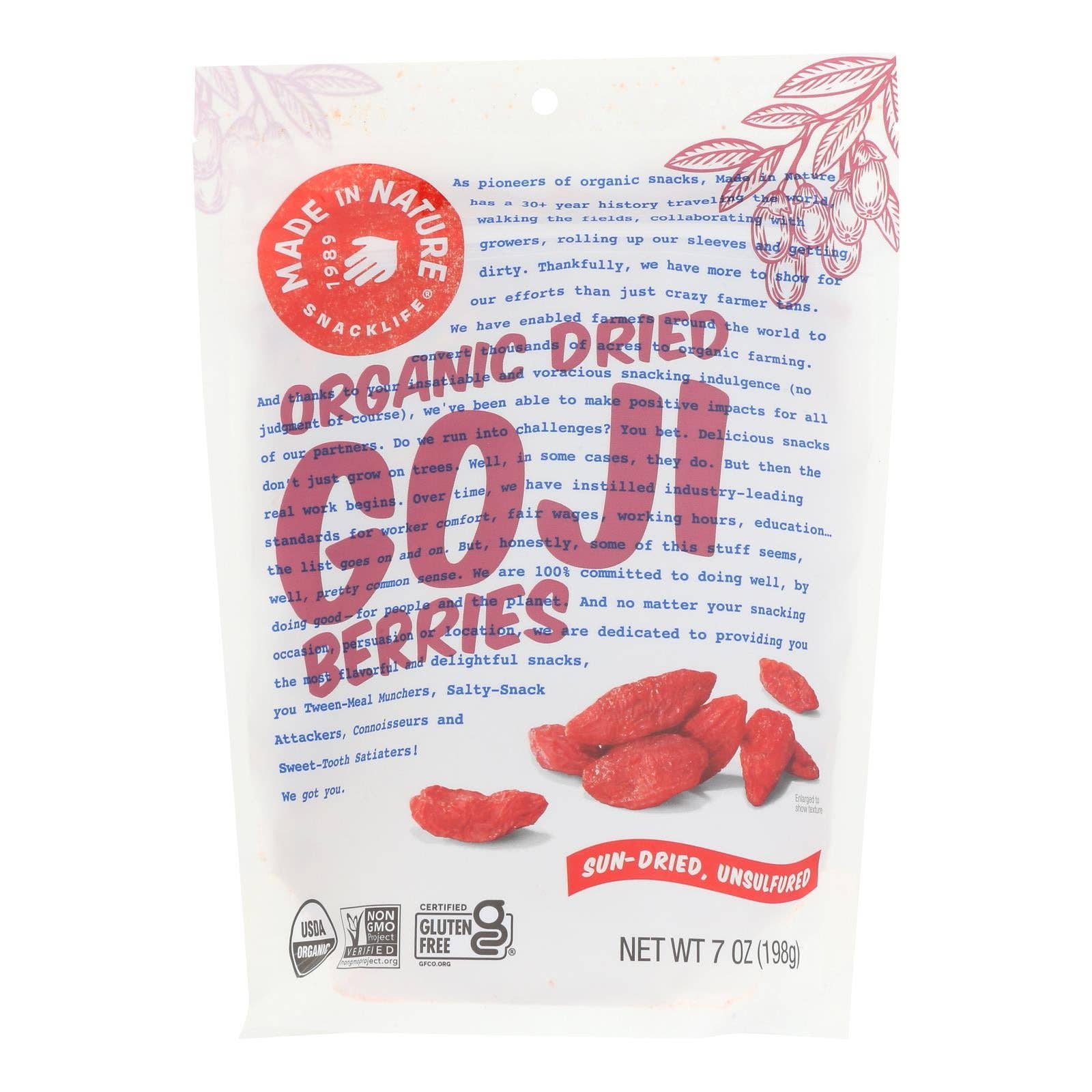 Ware Spark - Wholesale Dried/Dehydrated Fruit - Made In Nature - Goji Berries Dried - Case Of 6-7 Oz0