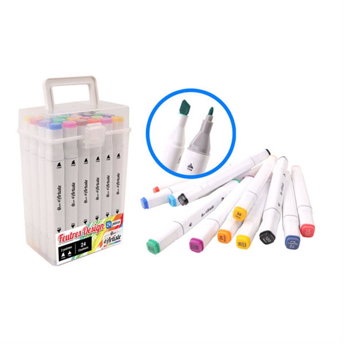 TSJJ - Wholesale Klassiek speelgoed - Kinderen - Set van 24 hoogwaardige alcoholmarkers met dubbele punt0