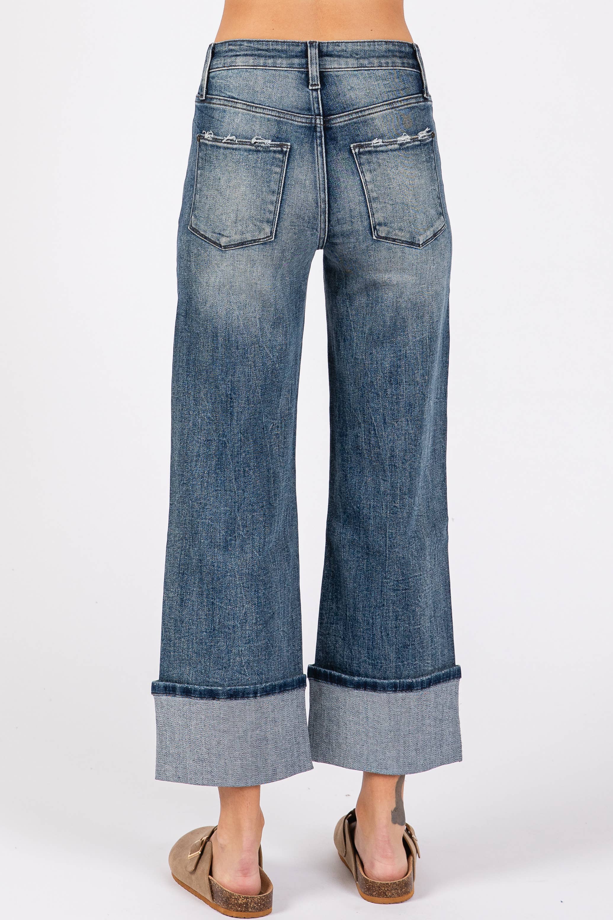 Petra153 - Wholesale Jeans - Women's - P1296T-DM HIGH RISE STRETCH LOOSE STRAIGHT W/ CUFFED HEM8