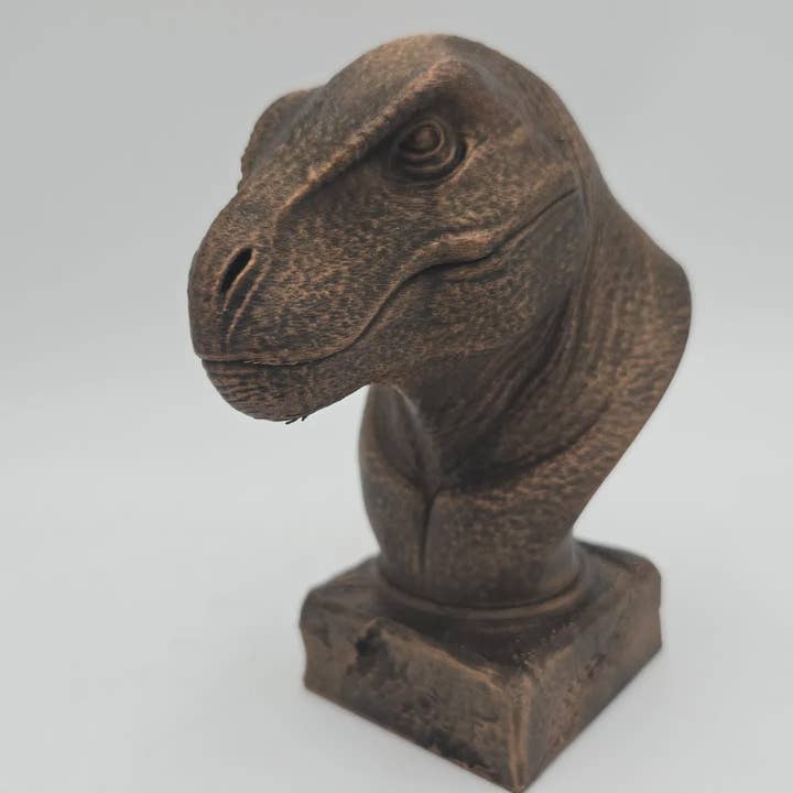 Busto de T-Rex — presente para amantes de decoração de casa, para ele ou para ela; ornamento pintado à mão por atacado de 3DijkstraFinds