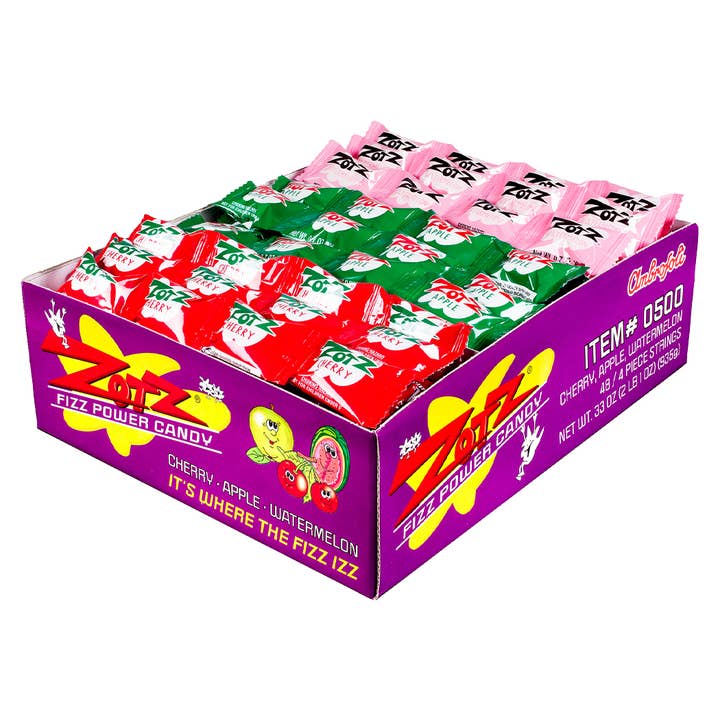 Andre Prost Inc. - Wholesale Hard Candy - Zotz Strings-Cherry, Apple, Watermelon1