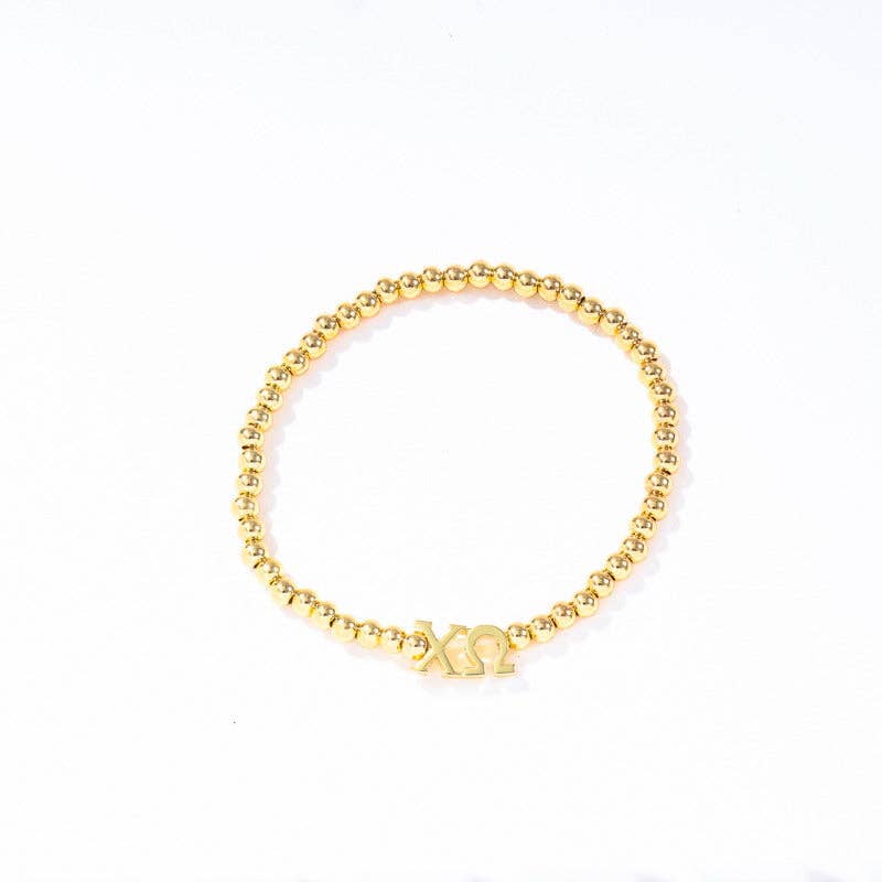 Color Shout - Wholesale Beaded Bracelet - B211 - Sorority: Gold Beaded Bracelet with Greek Letters on Stretch Cord27