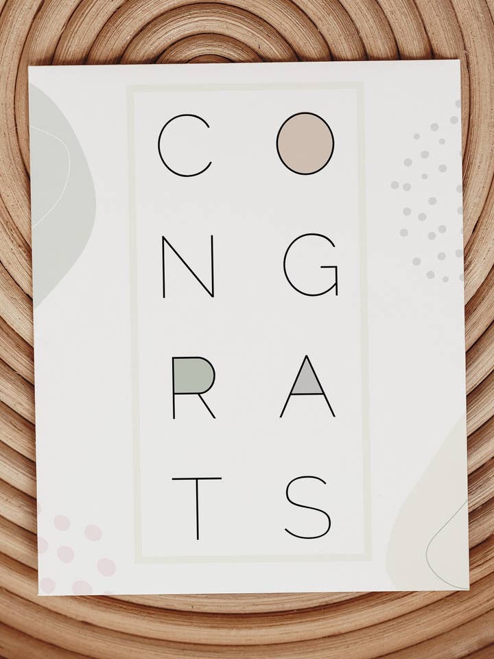 Congrats Greeting Card // Boho Card // Blank Greeting Card for wholesale by Hotdogs & Poodles Accessories