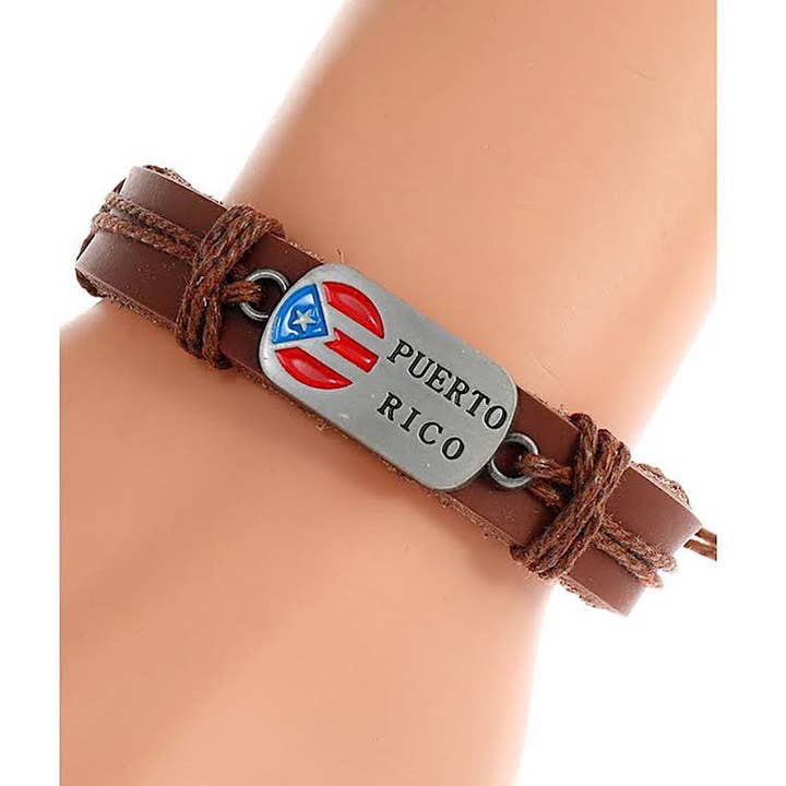 Puerto Rico Adjustable Leather Bracelet for wholesale by Atlas Fashion