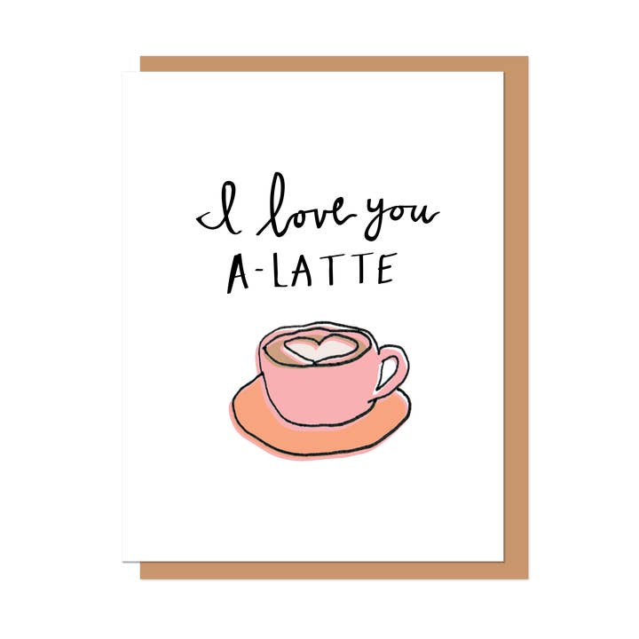 Love you A Latte Greeting Card for wholesale by Alina Walker Design