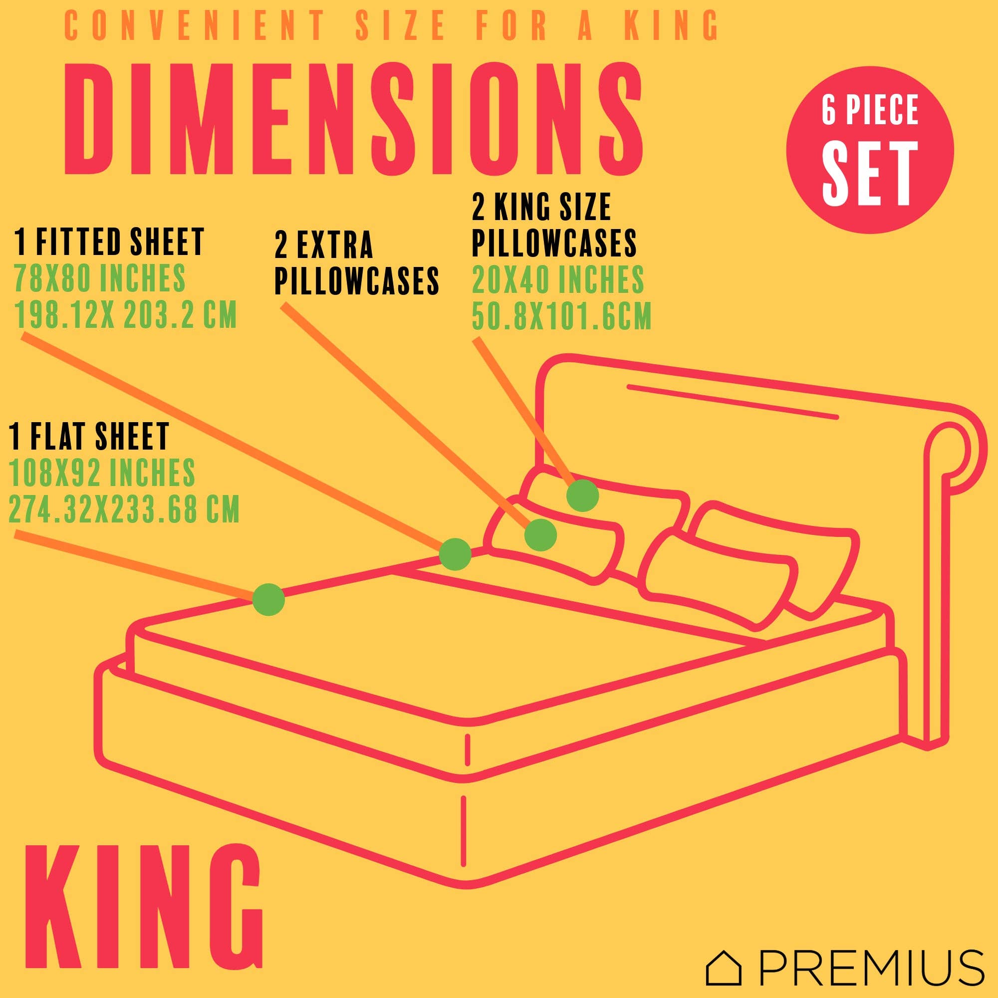 ShopBobbys - Wholesale Sheet Set - PREMIUS Montego Soft Wrinkle-Free Microfiber Sheet Set, Green-Yellow7