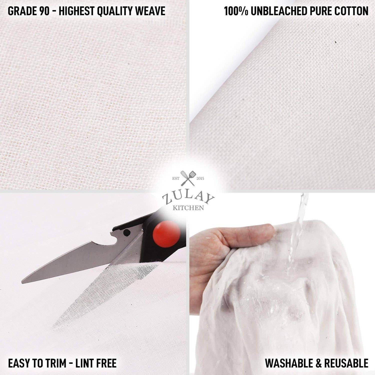 Zulay Kitchen – wholesale Cheesecloth – Unbleached Cotton Cheesecloth – 90 Grade, 3x6 ft3