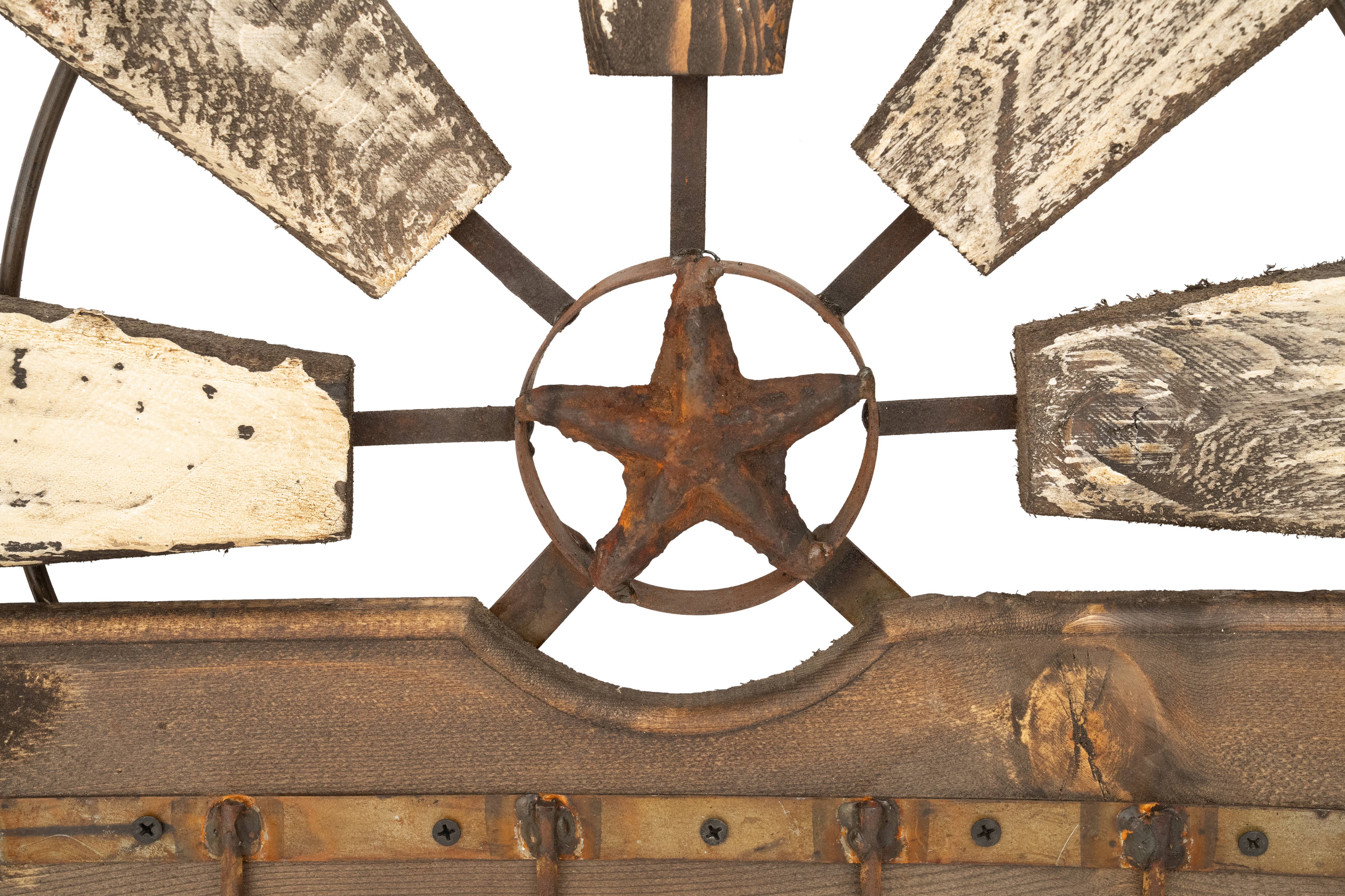 My Amigos Imports - Venta al por mayor Papel pintado 3D - Perchero de pared con estrella rústica de madera y hierro, estilo occidental, 51x41x8 cm7