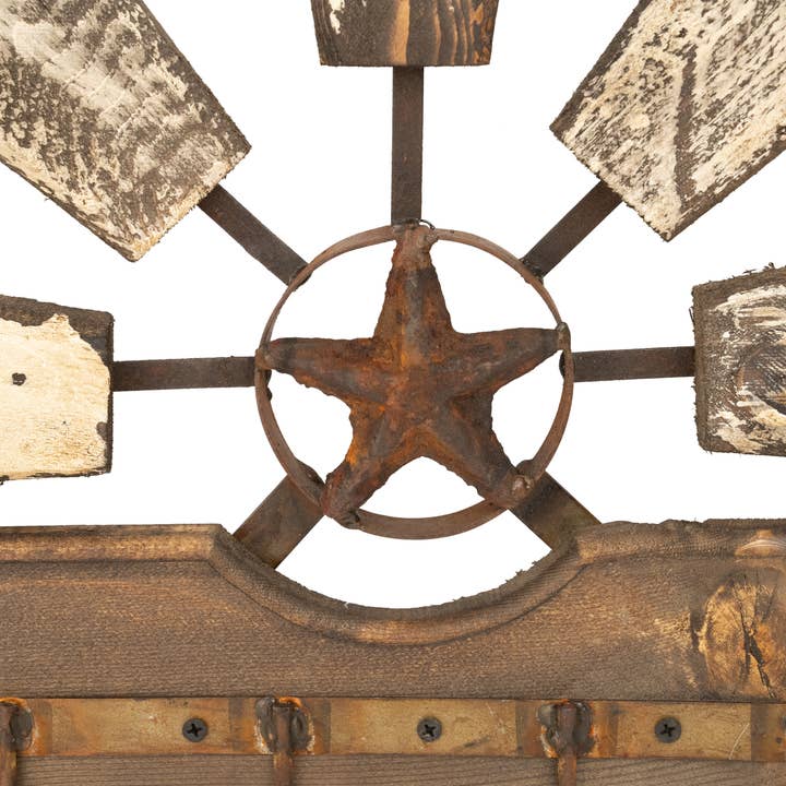 My Amigos Imports - Venta al por mayor Papel pintado 3D - Perchero de pared con estrella rústica de madera y hierro, estilo occidental, 51x41x8 cm7