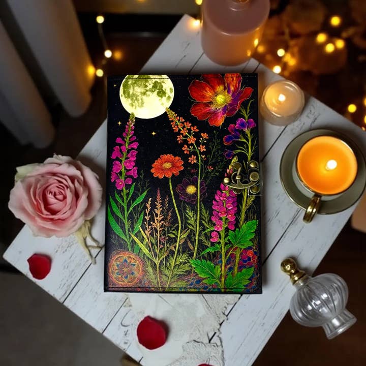 MNM HANDICRAFTS - Wholesale Journal/Diary - Moonlight Floral Leather Journal Handmade Book of Shadows 2