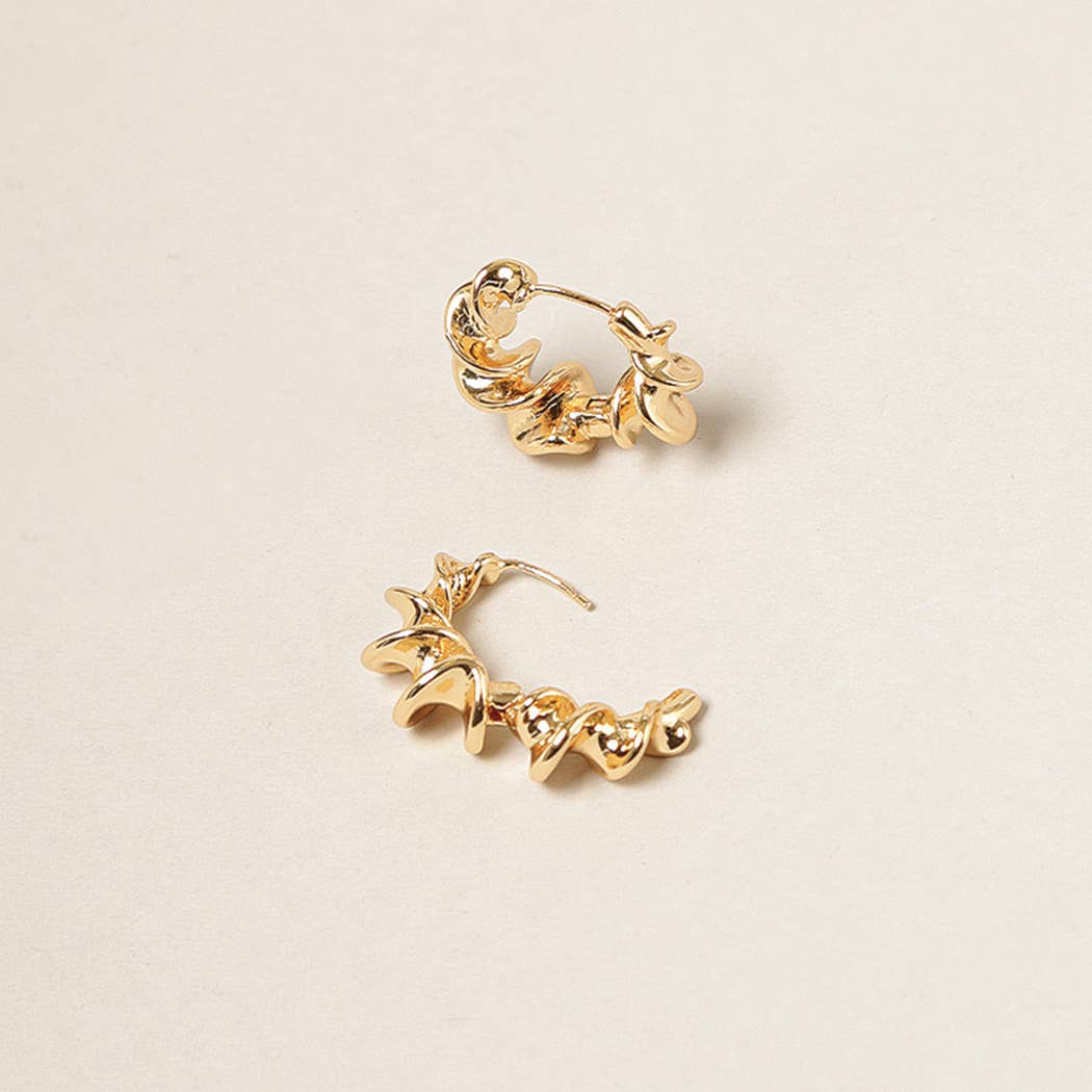 Fashion City - Wholesale Hoop Earrings - 14K Gold Dipped Twisted Hoop Earrings2