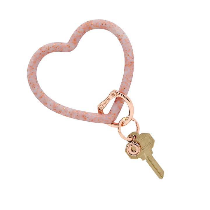 Silicone Heart Keychain - Rose Gold Confetti for wholesale by Oventure