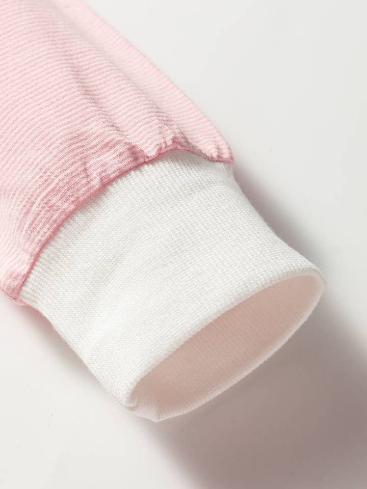 Pink Stripe Contrast Edge Patchwork Long Sleeve Top for wholesale on Faire6