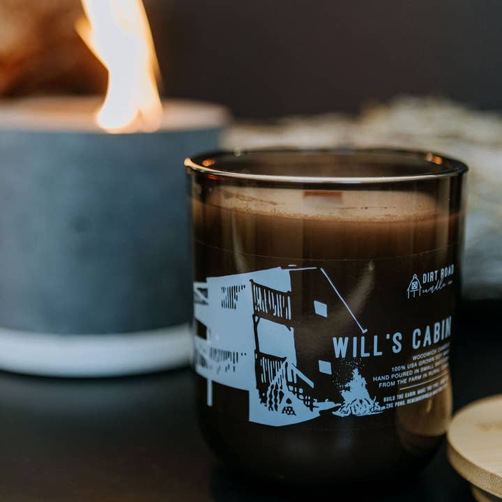 12 oz. Will's Cabin Candle for wholesale by Dirt Road Candle Co