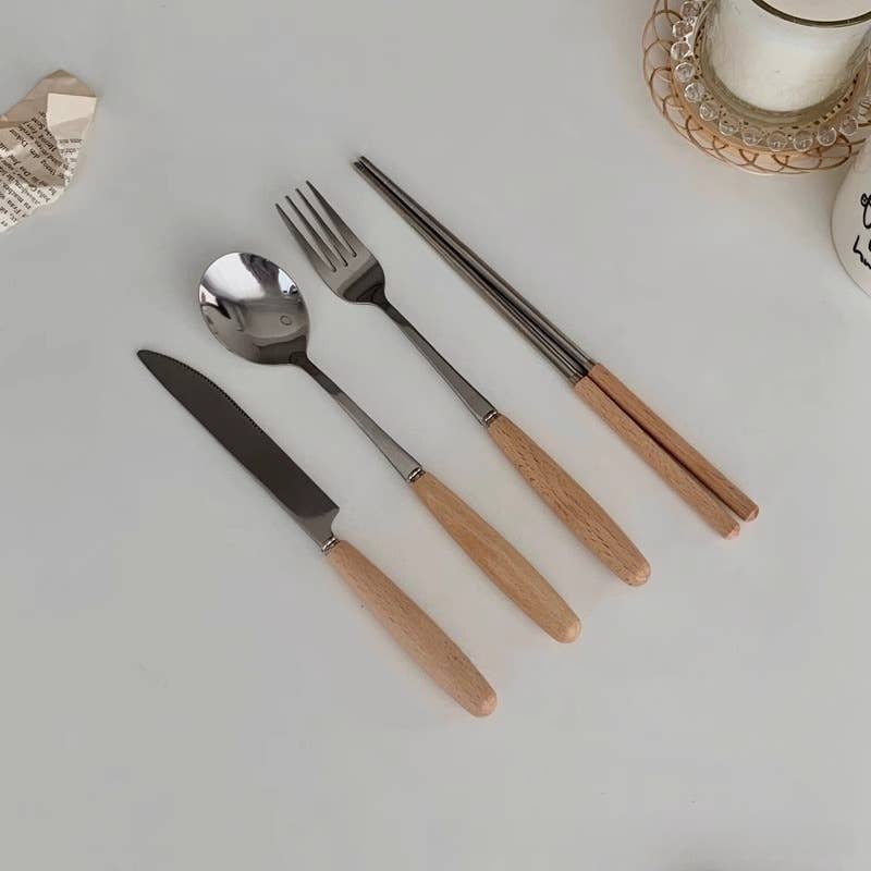 Otterware - Wholesale Cutlery set - Natural Wood Handle Stainless Steel Flatware Set8