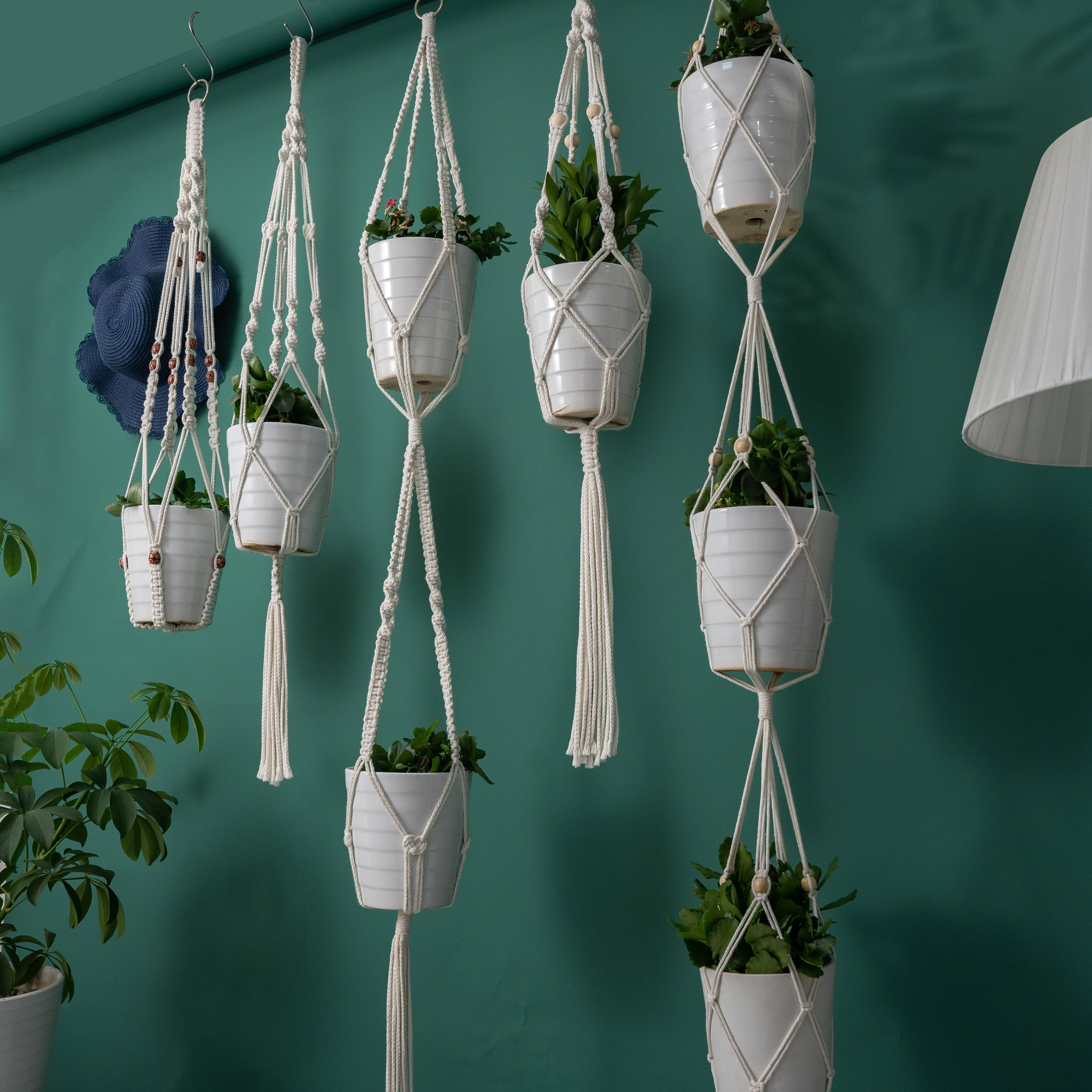 Sparkle Being - Wholesale Hanging planter - Cotton Macrame Rope Plants Hanging Pots Holder - Stand Set 54