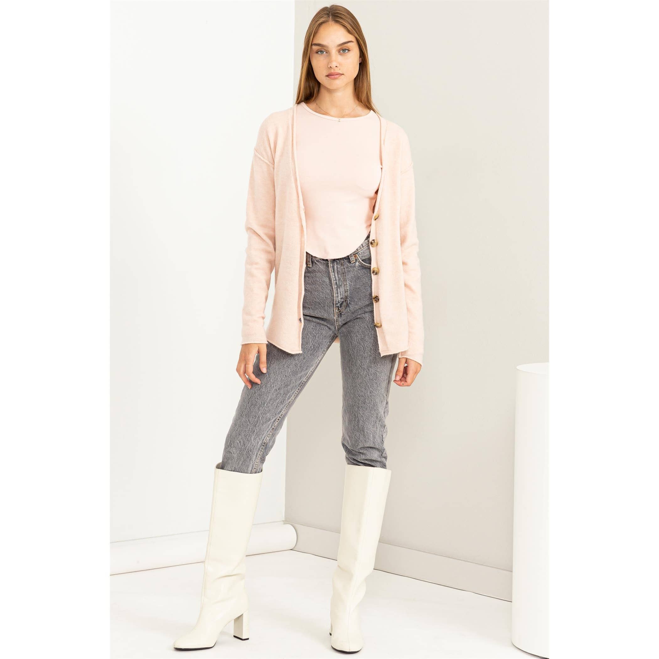 Double Zero - Wholesale Cardigan - Women's - Deep V-Neck Cardigan2