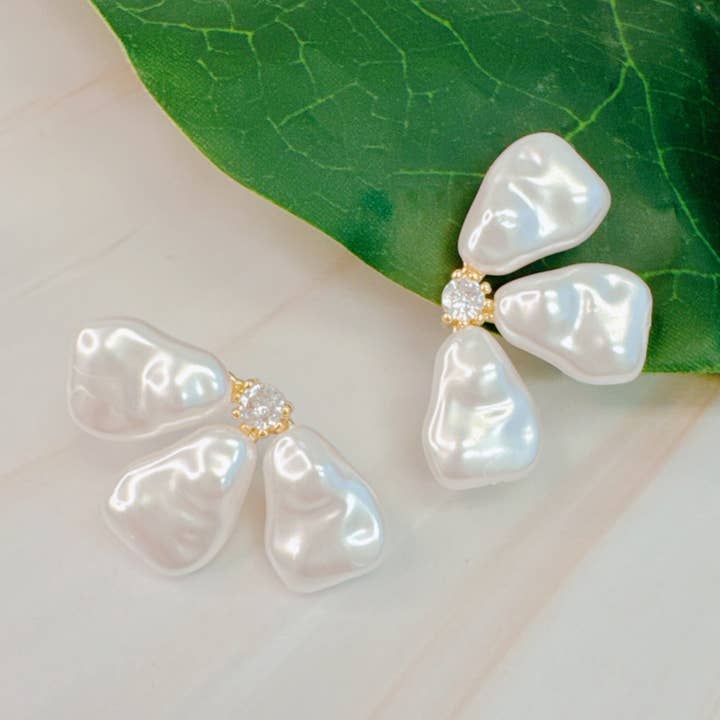 Ellison+Young - Wholesale Stud/Post Earrings - Three Petals Stud Earrings0