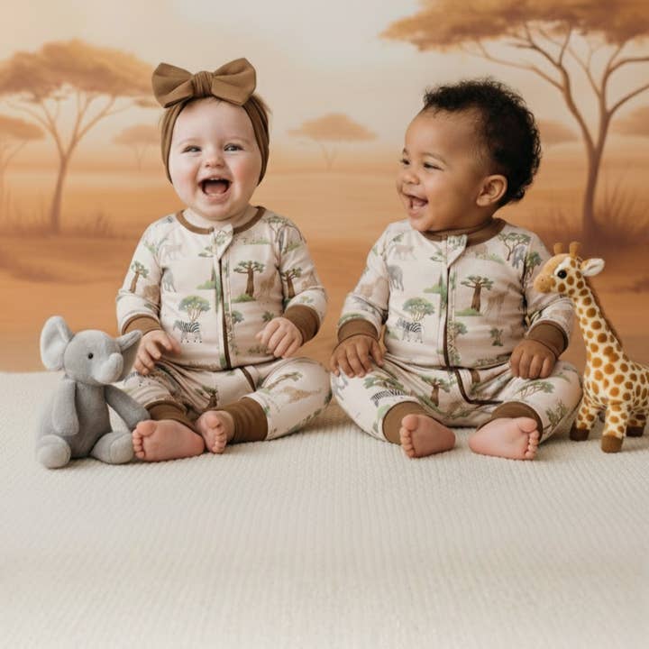 Baby Blues And Pink LLC - Wholesale Sleepsuit - Baby - Serengeti Sand-Bamboo Zipper Pajama3