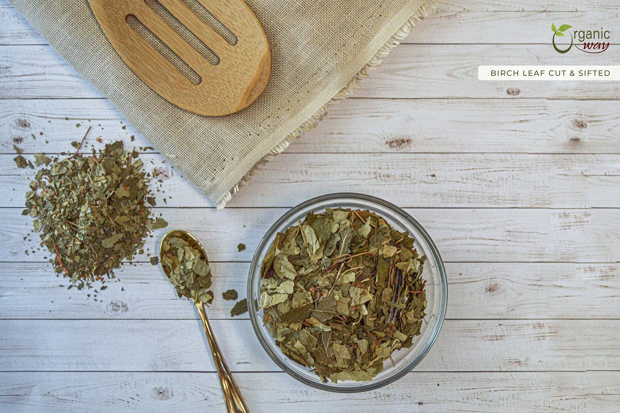 Organic Way LLC - Vente Thé en vrac - Feuille de bouleau (Betula pendula) coupée et tamisée - Récolte sauvage européenne | Tisane | Certifié casher et USDA | Végétalien, non-OGM et sans gluten | 100 % brut d'Albanie1