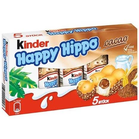 Grandpa Joe's Candy Shop - Wholesale Snack Bar - Kinder Happy Hippo, Cocoa Cream Biscuit, 3.6oz, 10ct Case