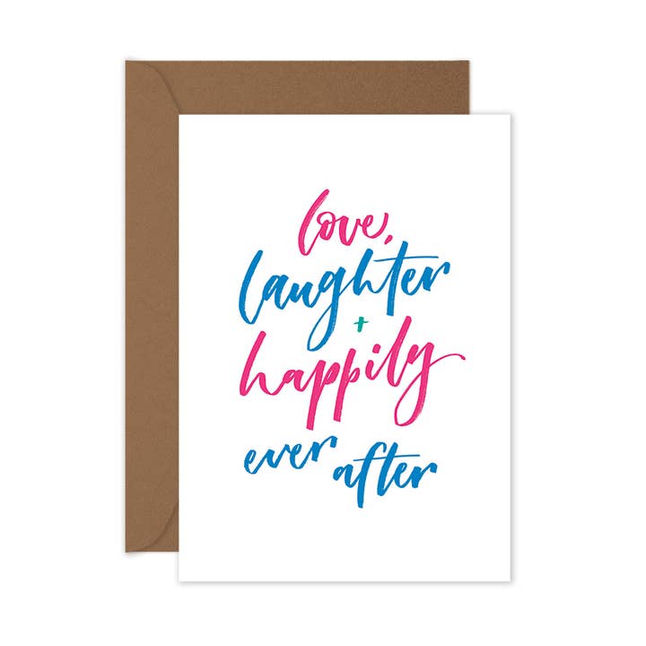 Love, Laughter - Wedding Greeting Card for wholesale by littlehoothoot
