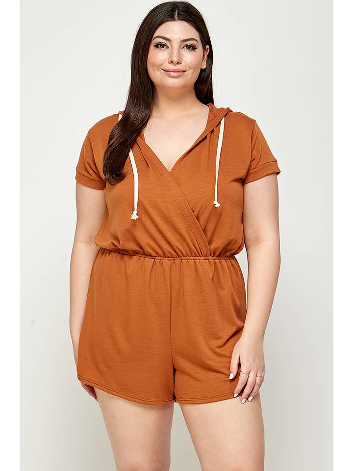 Haute Fox Plus Size & Contemporary - Wholesale Romper - Women's - Plus Size Hoodie Romper French Terry - KY17816-RP