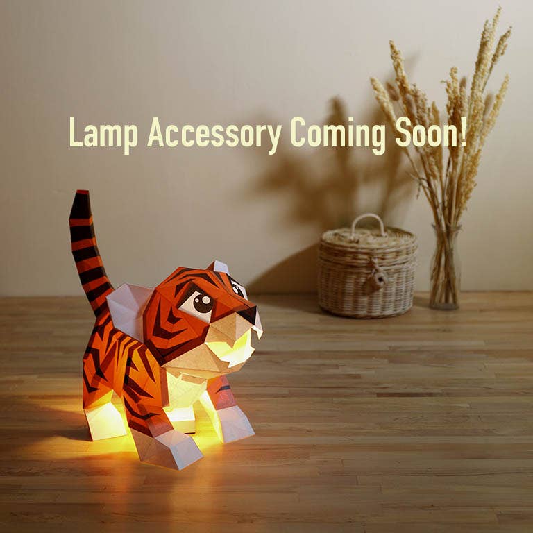 PAPERCRAFT WORLD - Vente Kit de bricolage - Modèle origami à double usage Baby Tiger, lampe animalière20