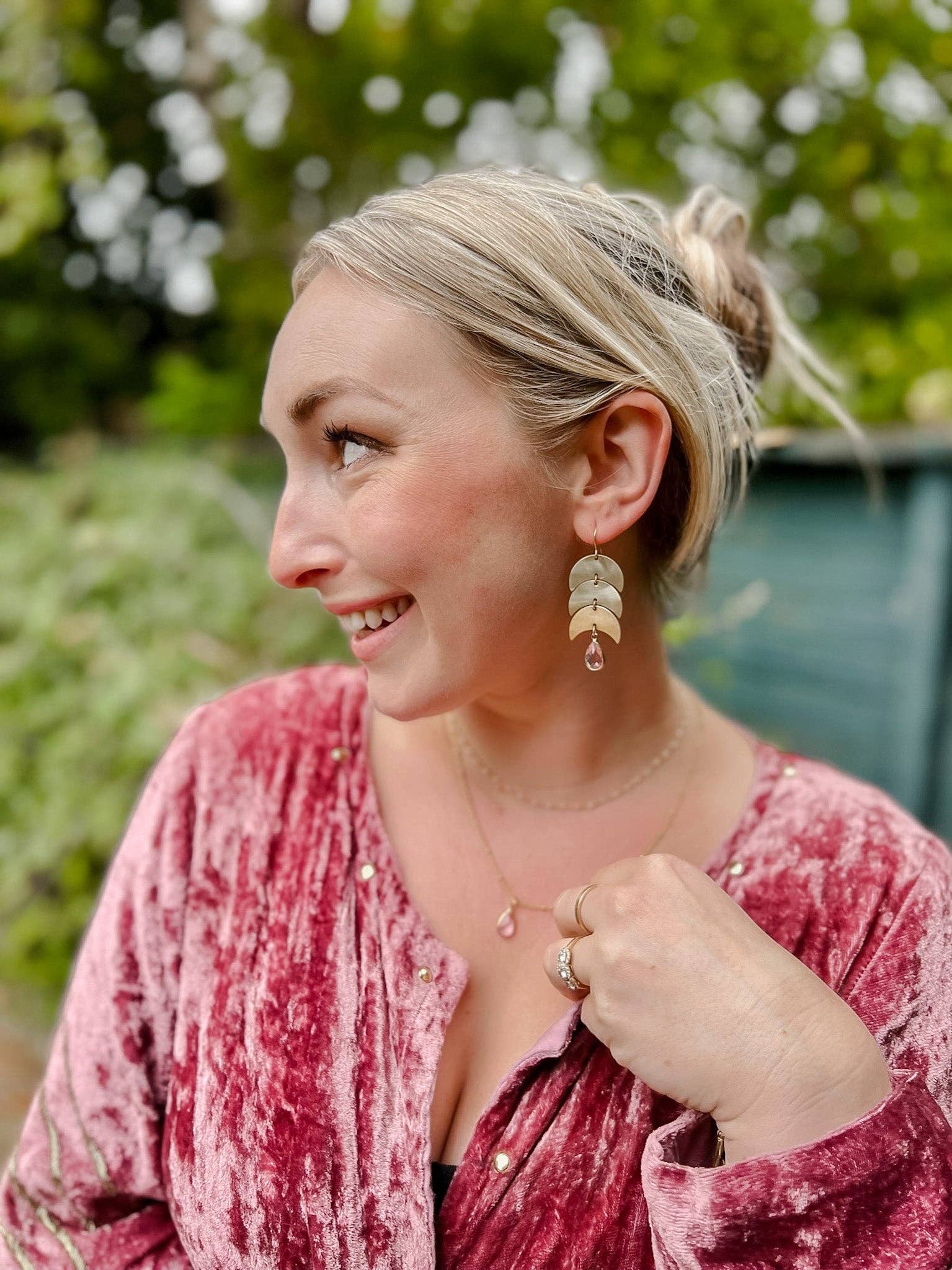 Moxie Collective (formerly Atonement Design) - Wholesale Dangle Earrings - Dusty Rose Pink Moon Earrings1