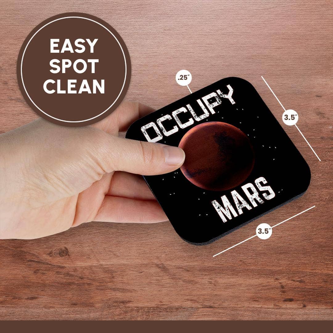 3dRose - Wholesale Coasters - 3dRose, Funny space Mars exploration and colonization Occupy Mars., Coaster13