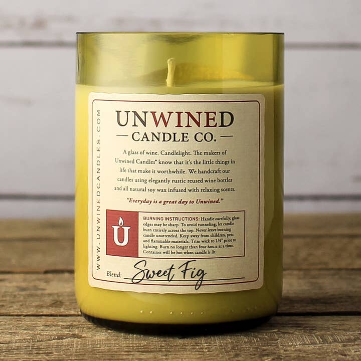 Sweet Fig Signature Series - Kaars op wijnfles voor wholesale door Unwined Candles