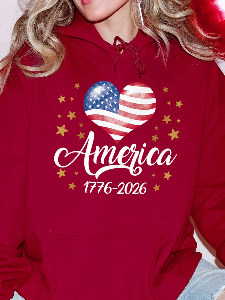 America 250 Heart Hoodie for wholesale by Country Girl Store