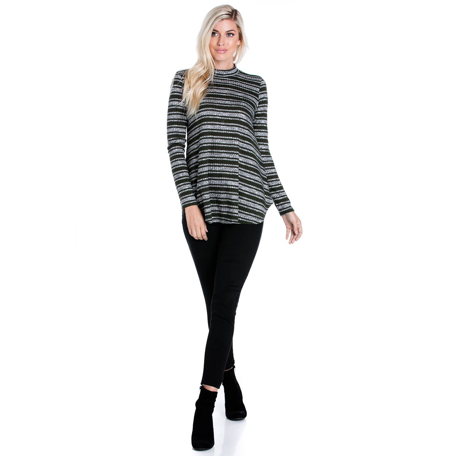 Azules Clothing - Wholesale Tunic - Women's - ATP-2289HC Mock Neck Long Sleeve Knit Tunic6