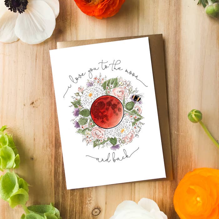 Whimsical Art by Darcy Goedecke - Wholesale Love Card - Love You to The Moon | Greeting Card1