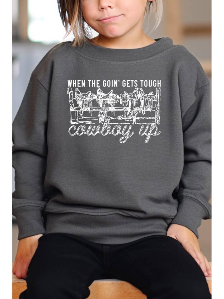 Kids Cowboys Saddle Western Graphic Fleece Sweatshirts for wholesale by COLORBEAR