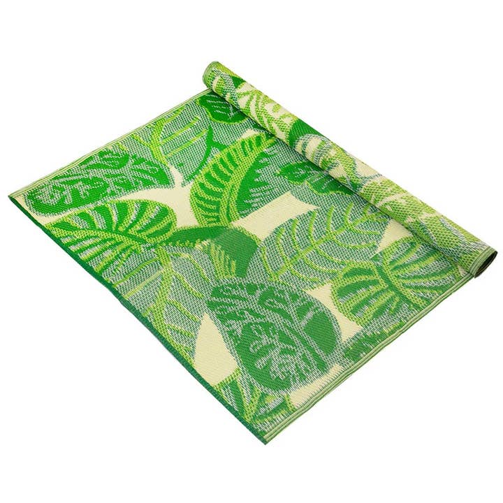 Talking Tables UK - Wholesale Area Rug - Green Tropical Palm Leaf Outdoor Rug