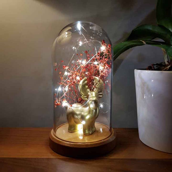 Lighted Lantern Gold Deer Figured Lamp for wholesale by STUDIO BYLAMP