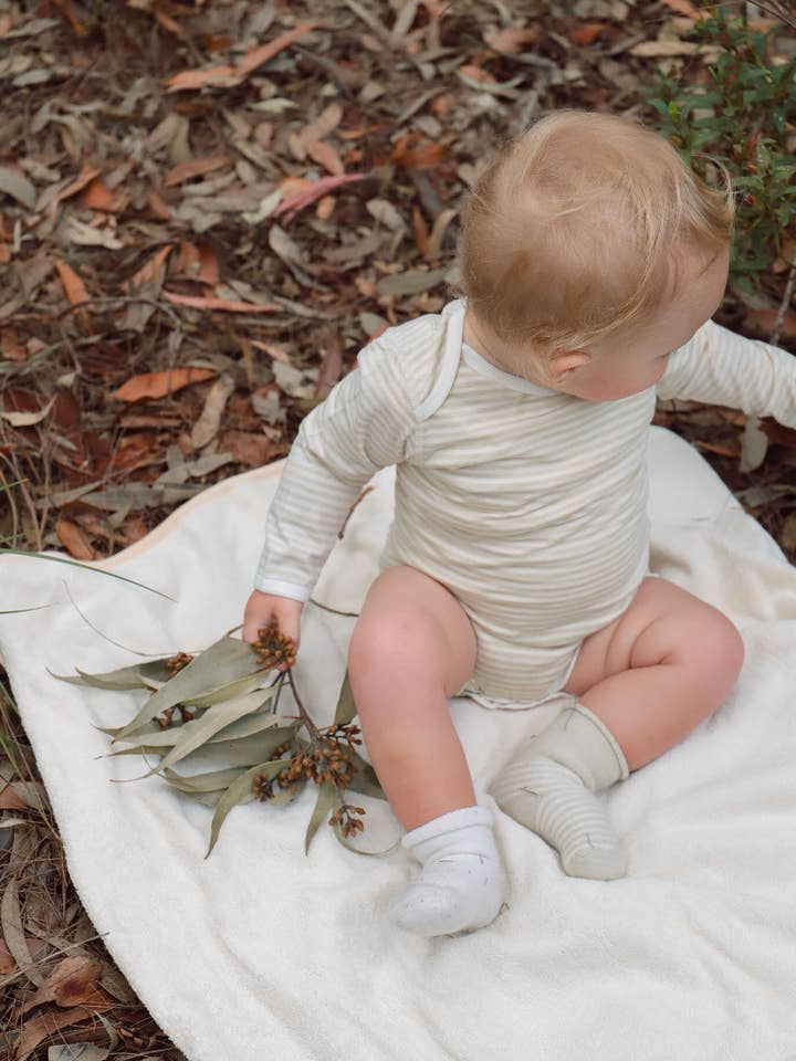 Fibre for Good - Wholesale Bodysuit (non-footed) – Baby - Undyed organic cotton Stripe Jersey Bodysuit6