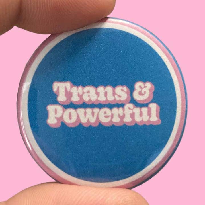 Trans & Powerful Button im Retro-Stil, 30 mm für den Großhandel von Rainbow & Co