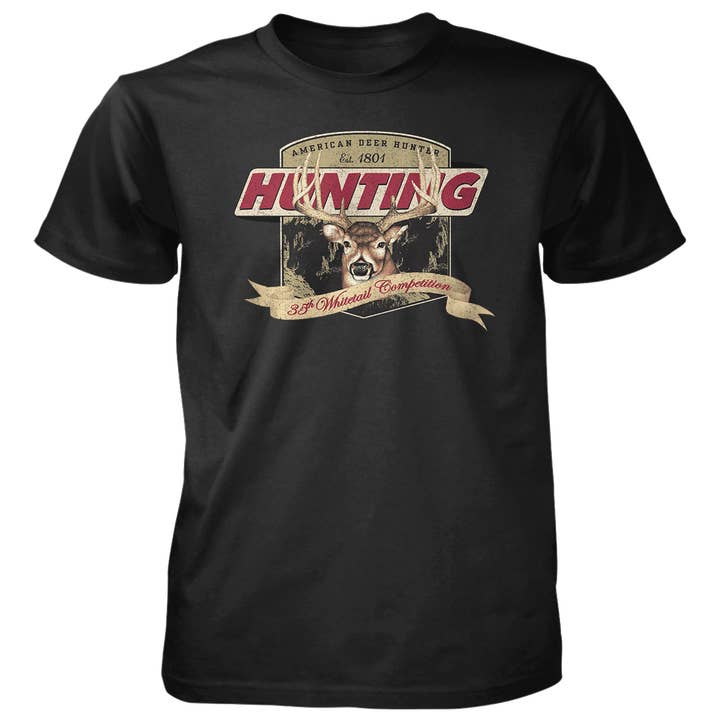 Chasse au cerf nostalgique - T-shirt en coton 4,5 oz pour la vente par Old Country Outfitters