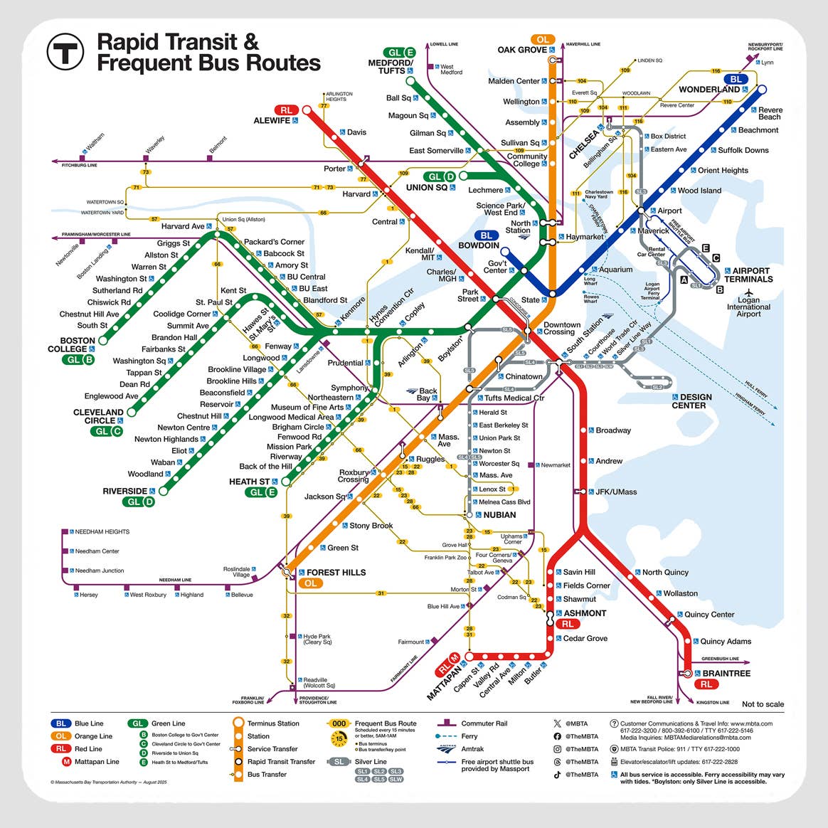 MBTAgifts - Wholesale Sticker - Boston MBTA Rapid Transit Map Sticker 4"x4" (2025)1